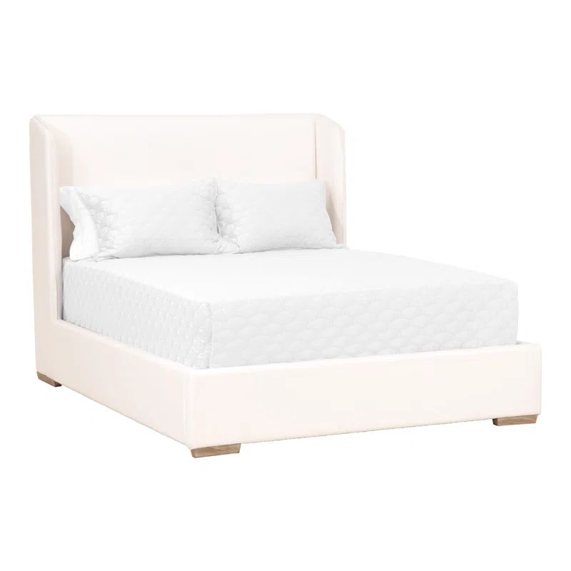 Peyton-Pearl Transitional Wingback California King Bed with Oak Frame