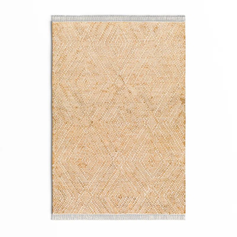Handmade Ivory Wool Rectangular Geometric Area Rug