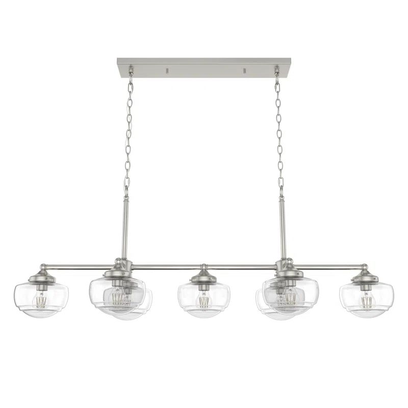 Saddle Creek Brushed Nickel 7-Light Linear Schoolhouse Chandelier