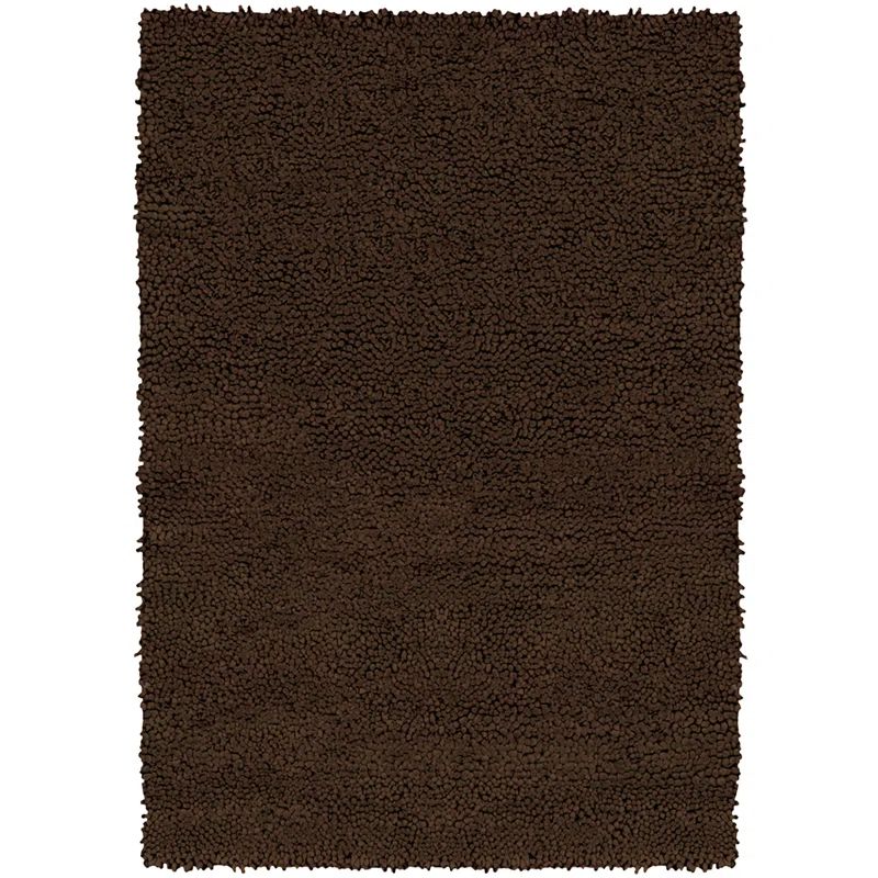 Luxurious Black Wool & Viscose Tufted Shag Rug 5' x 7'