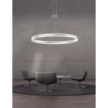Bright Satin Aluminum LED Ring Pendant Light