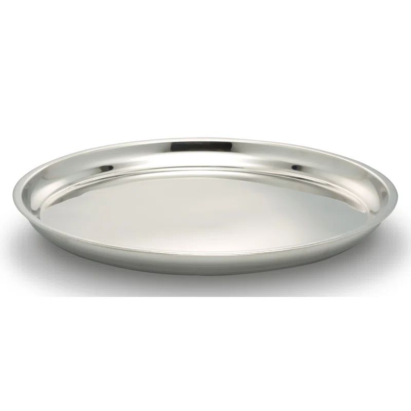 Round Stainless Steel Serving Platter, 13-inch Diameter