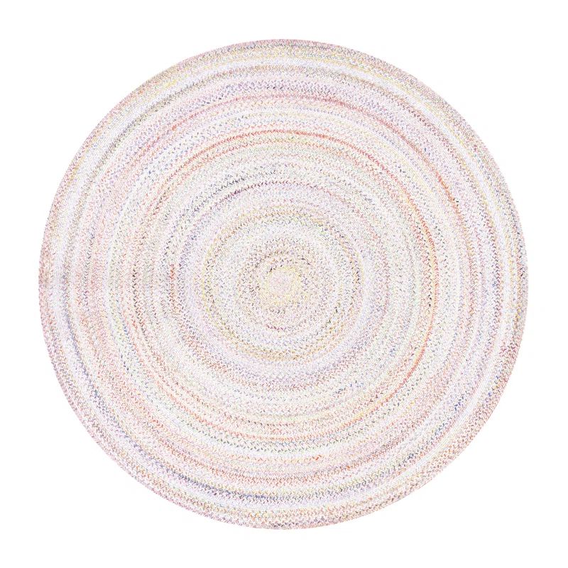 Handmade Multicolor Round Synthetic Braided Area Rug, 8'