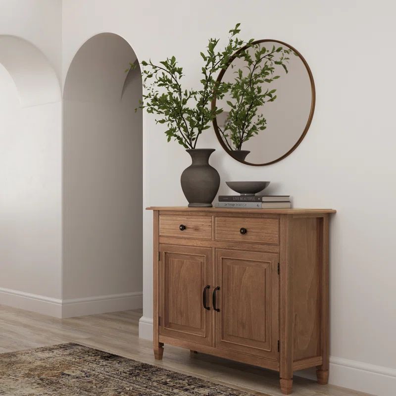 Medium Saddle Brown Solid Wood Office Storage Cabinet with Adjustable Shelving
