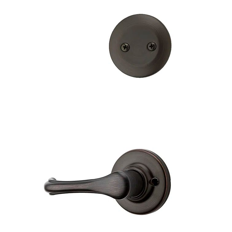 Iron Black Reversible Lever Door Handle with Round Rose