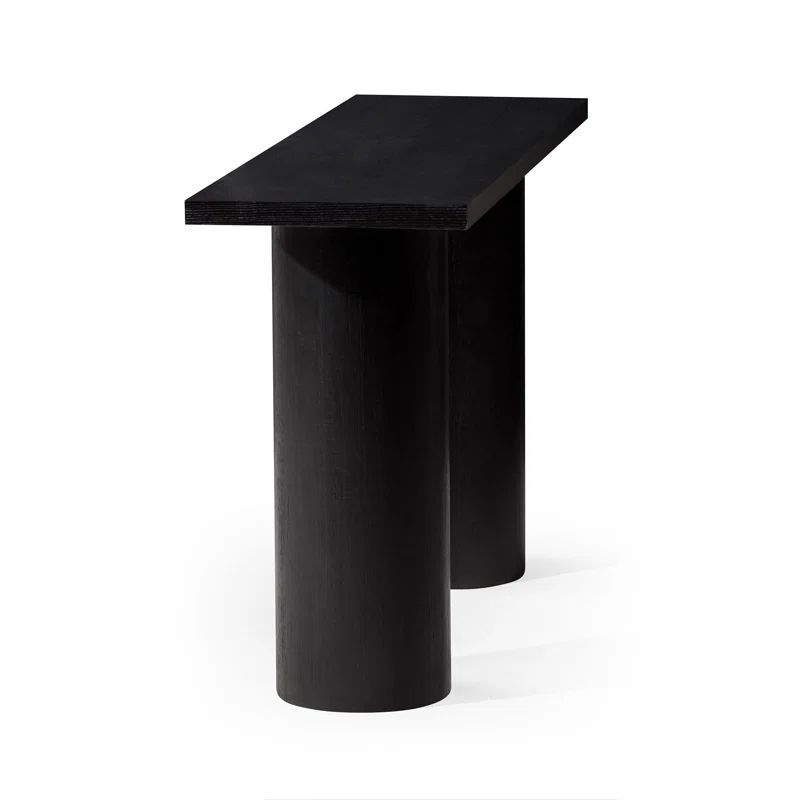 Lana Black Solid Wood Console Table with Cylindrical Legs