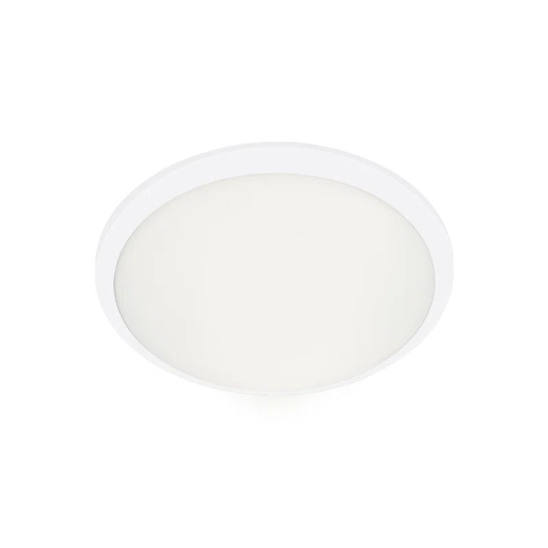 Malta 12" Sleek White Opal Glass LED Flush Mount in Brushed Nickel