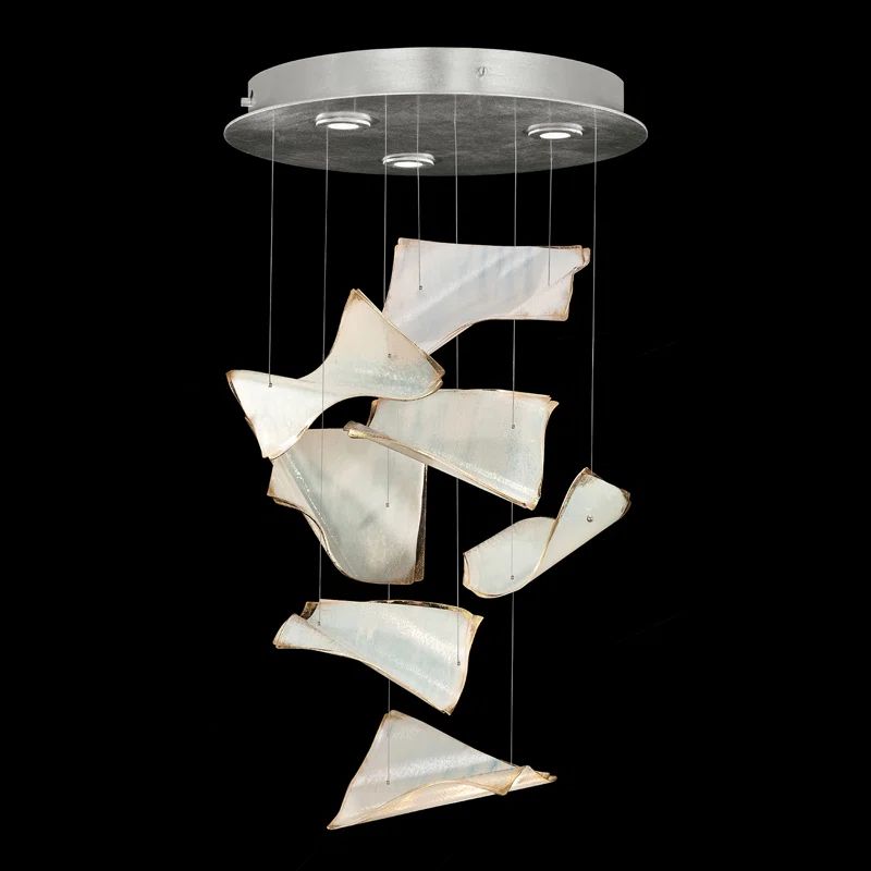 Elevate Silver Leaf 3-Light LED Pendant with Studio Glass