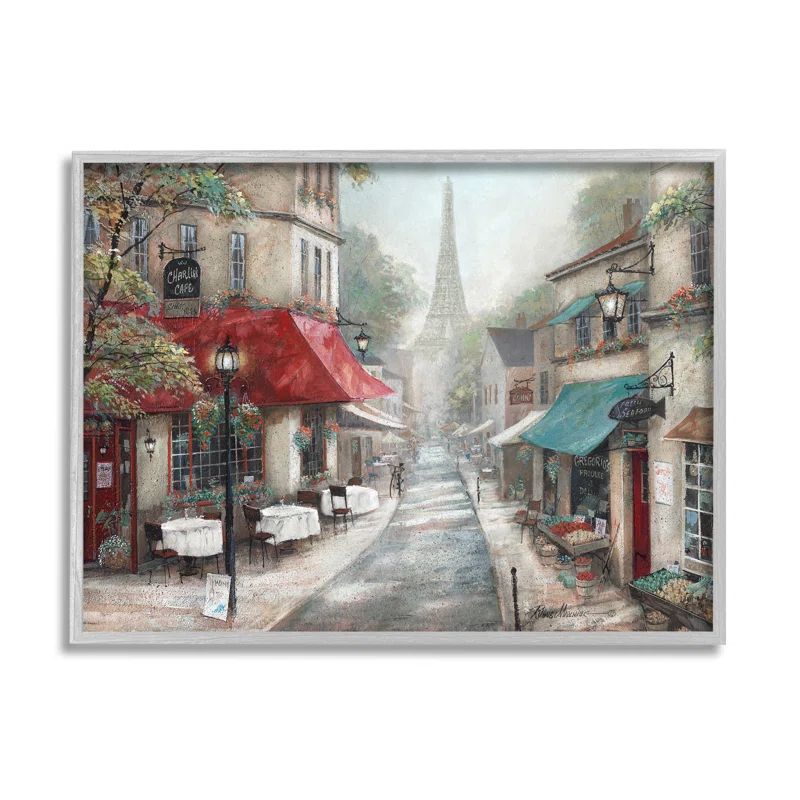 Parisian Countryside Bistro Architecture Gray Framed Print, 14 x 11