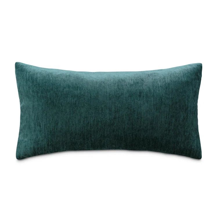 Teal Chenille Rectangular Throw Pillow Set with Feather Insert