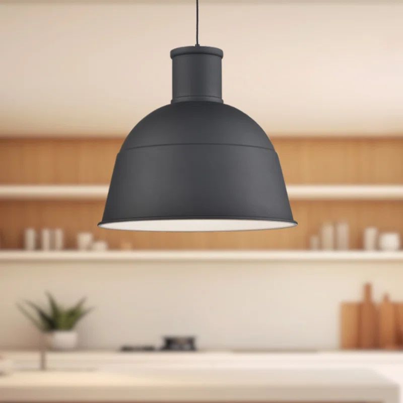 Irving Matte Black Aluminum Bowl Pendant Light 14" H x 16" W