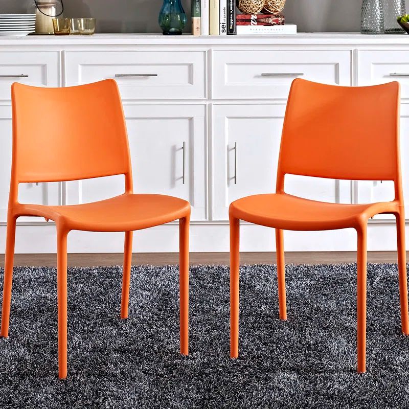Hipster Vibrant Orange Stackable Indoor/Outdoor Side Chair
