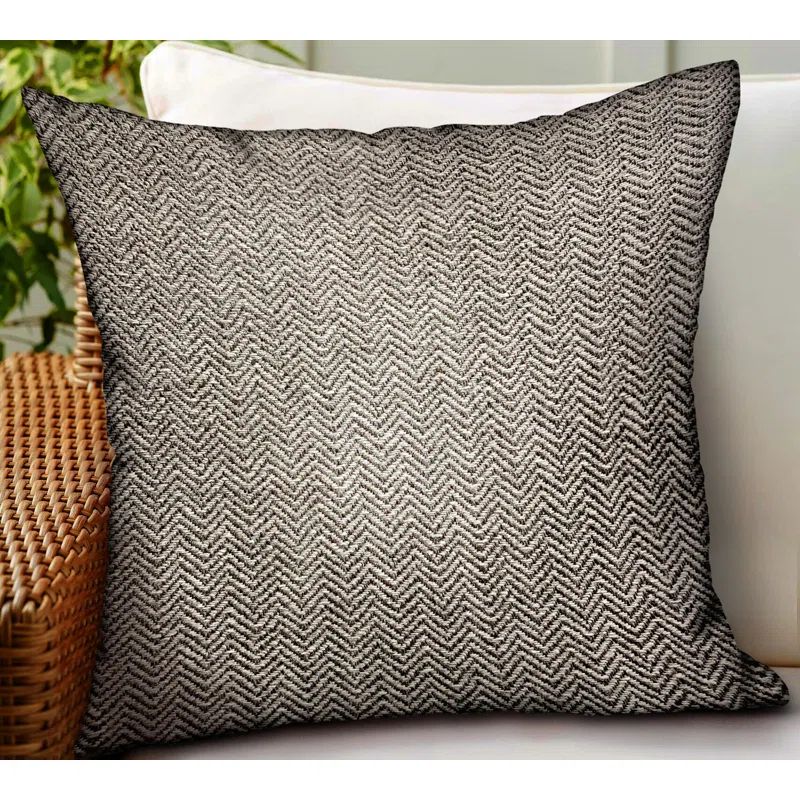 Jagged Ash Gray Chevron Sunbrella 24" Indoor/Outdoor Pillow