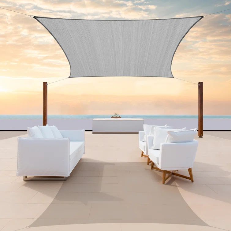 Grey 8' x 14' UV-Resistant HDPE Patio Sun Shade Sail