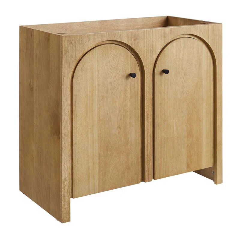 Natural Oak Double Arched Door Freestanding Bathroom Vanity