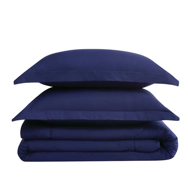 Navy Cotton King Comforter Set with Down Alternative Fill