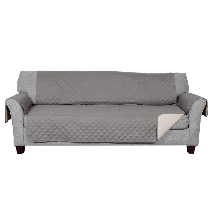 Reversible Gray and Mist Quilted Sofa Cover Protector