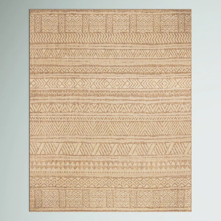 Reversible Aztec Prism 8' x 10' Beige Synthetic Area Rug