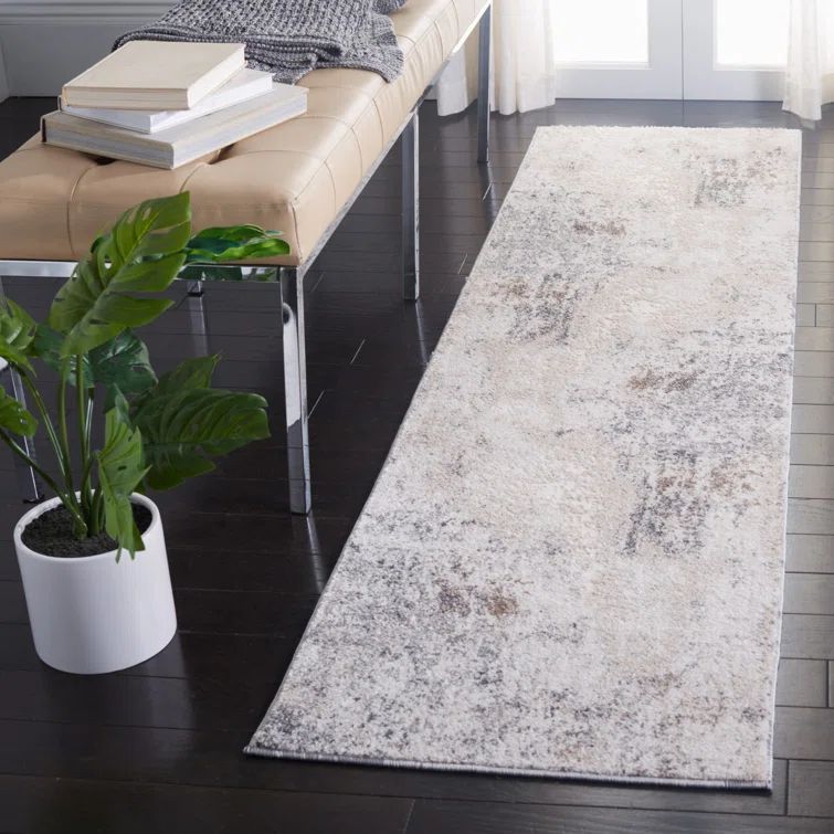 Abstract Elegance 24" Grey Synthetic Area Rug