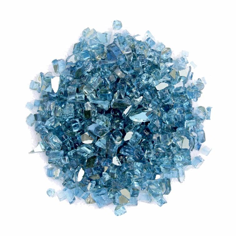 Sky Blue Reflective Fire Glass for Outdoor Fire Pits, 20 lbs