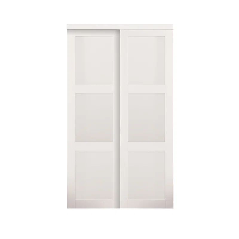 Off-White Solid Core Sliding Closet Doors with Glass Panels