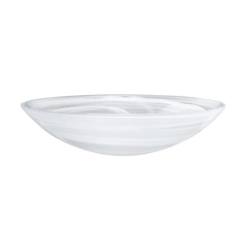White Alabaster Glass Serving Bowl, 15-inch