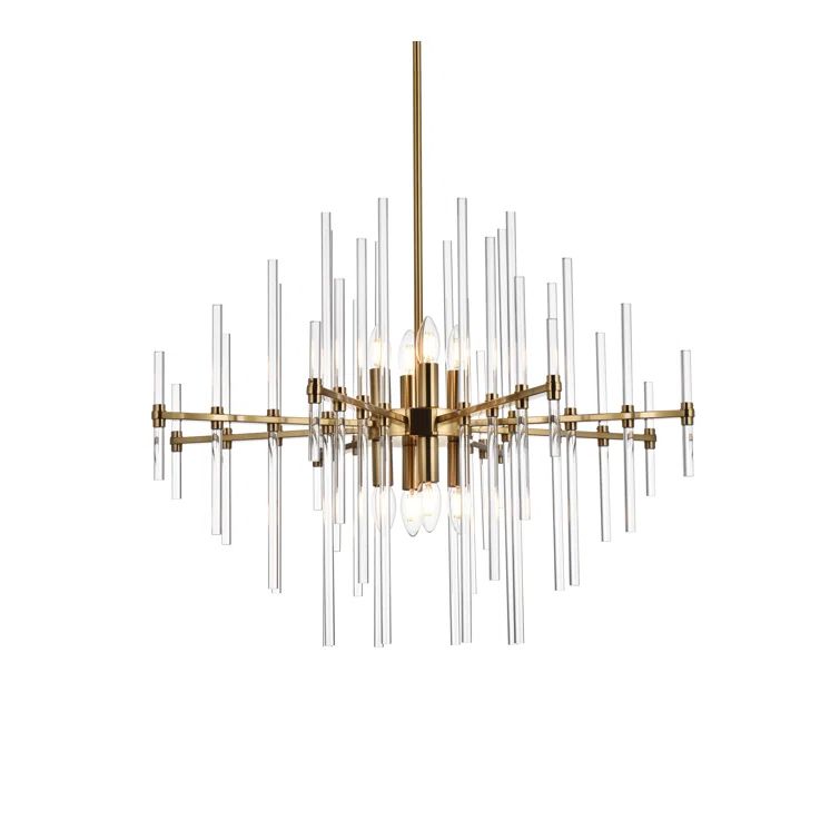 Gold Crystal Modern 8-Light Pendant with Iron and Glass