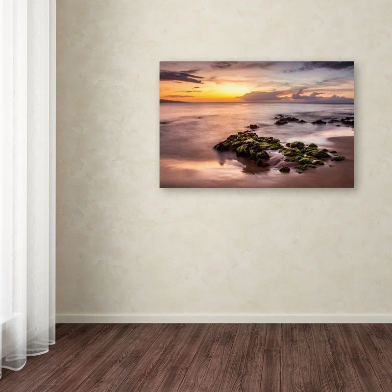 Wailea Sunset Maui Coastal Canvas Art in Warm Tones