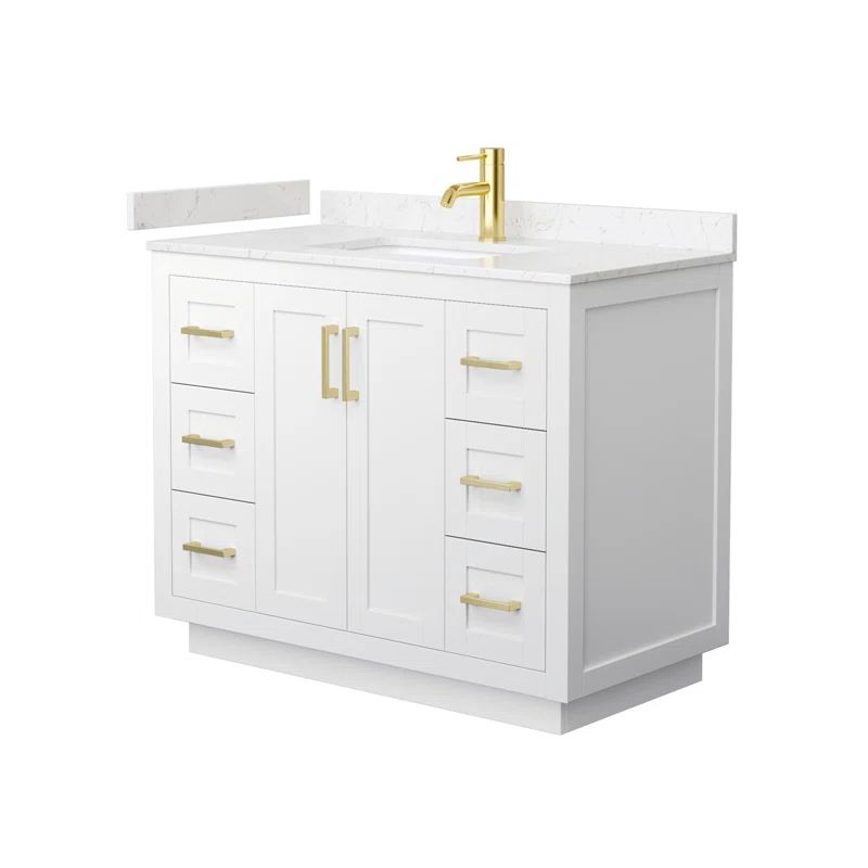 Miranda White 42" Freestanding Single Bathroom Vanity with Marble Top
