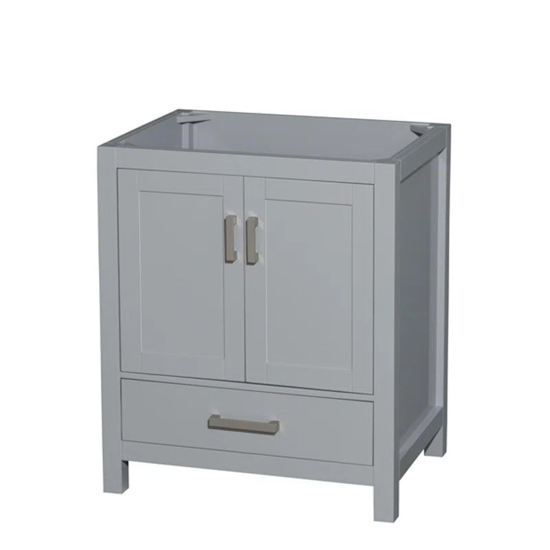 Gray and Brushed Chrome 30" Single Bathroom Vanity Base