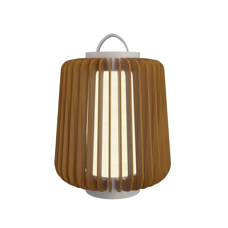 Teak Wood Veneer 15.43" Contemporary Table Lamp