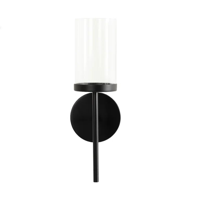 Blaise Black Metal Wall Sconce with Glass Cylinder
