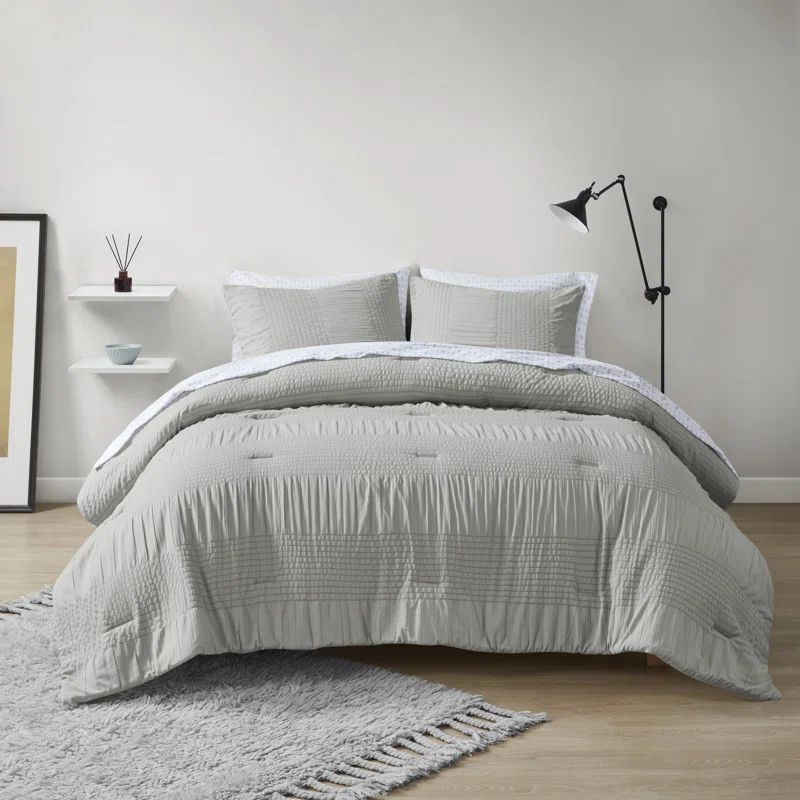 Gray Queen Microfiber Bed in a Bag Set
