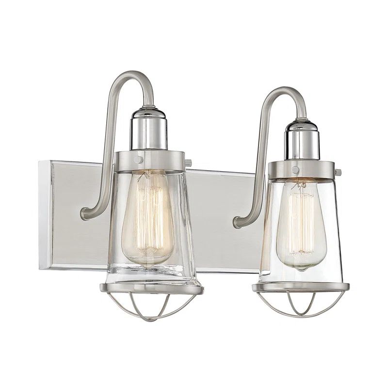 Lansing Satin Nickel and Polished Nickel 2-Light Vanity Fixture