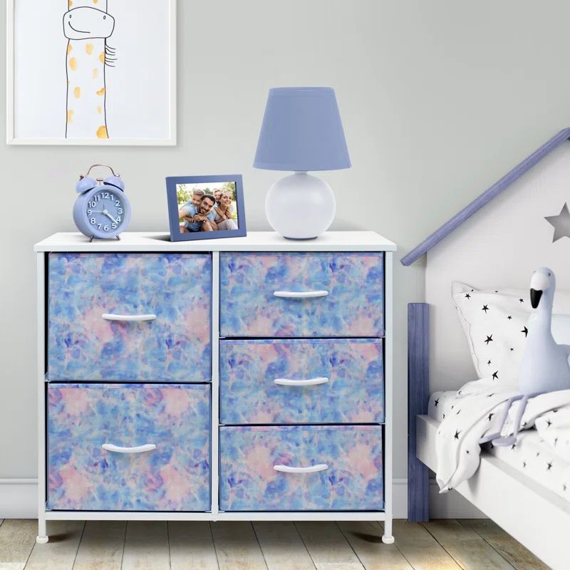 Blue Steel 5-Drawer Chest Dresser for Nursery