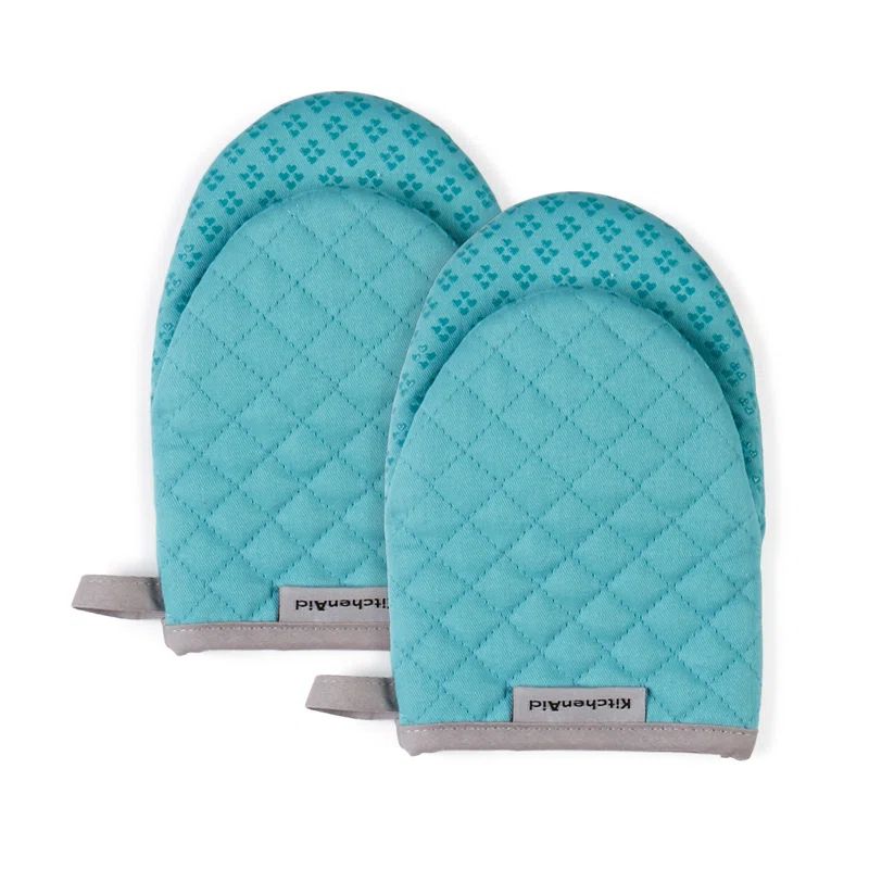 Aqua Silicone Print Mini Oven Mitts, 2-Pack