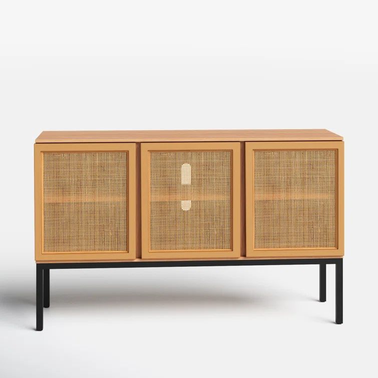 Zadie Natural Rattan 58'' Sideboard with Black Legs