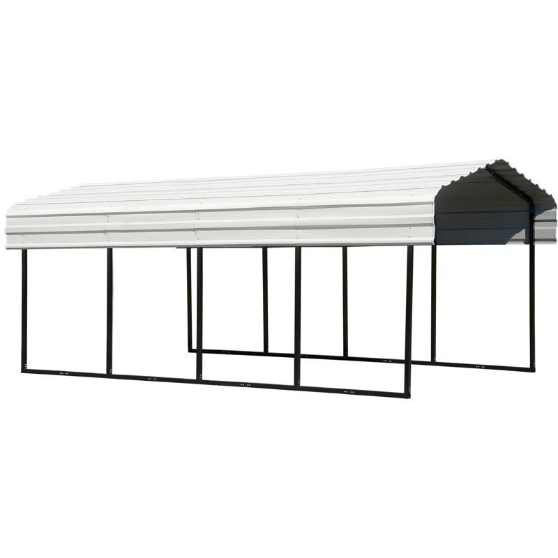 10' x 20' Black and Eggshell Galvanized Steel Carport