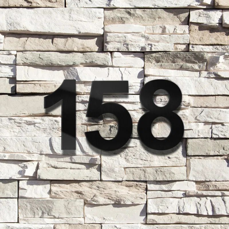 Black Stainless Steel Floating House Number 8, 6 Inches