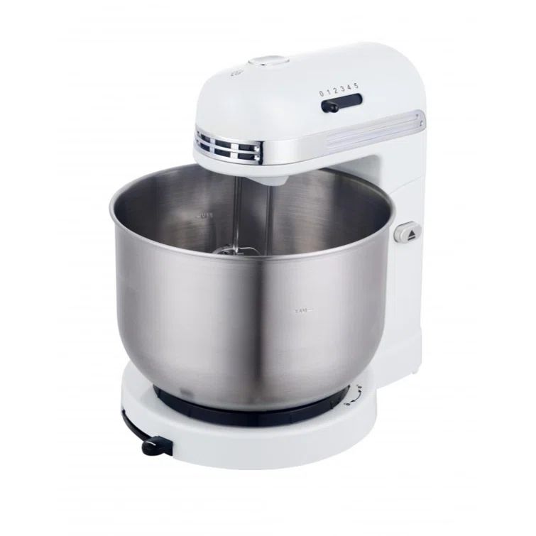 White Tilt-Head Stand Mixer with Stainless Steel Bowl