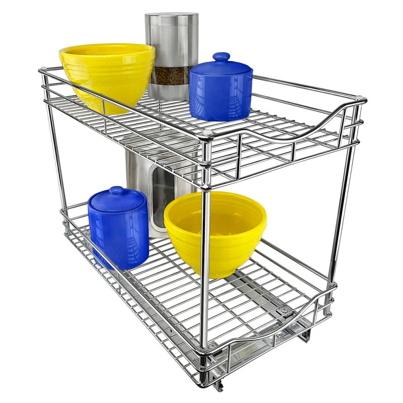 Chrome 21" Two-Tier Pull Out Cabinet Organizer