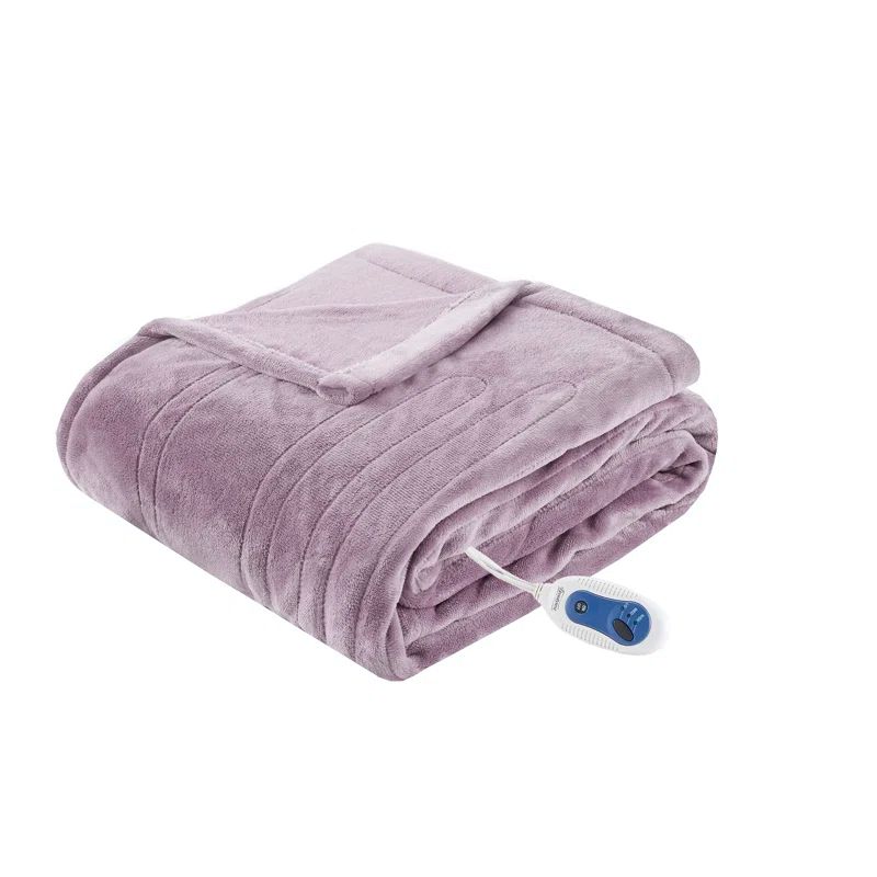 Lavender Plush Electric Heat Blanket with Soft Fabric