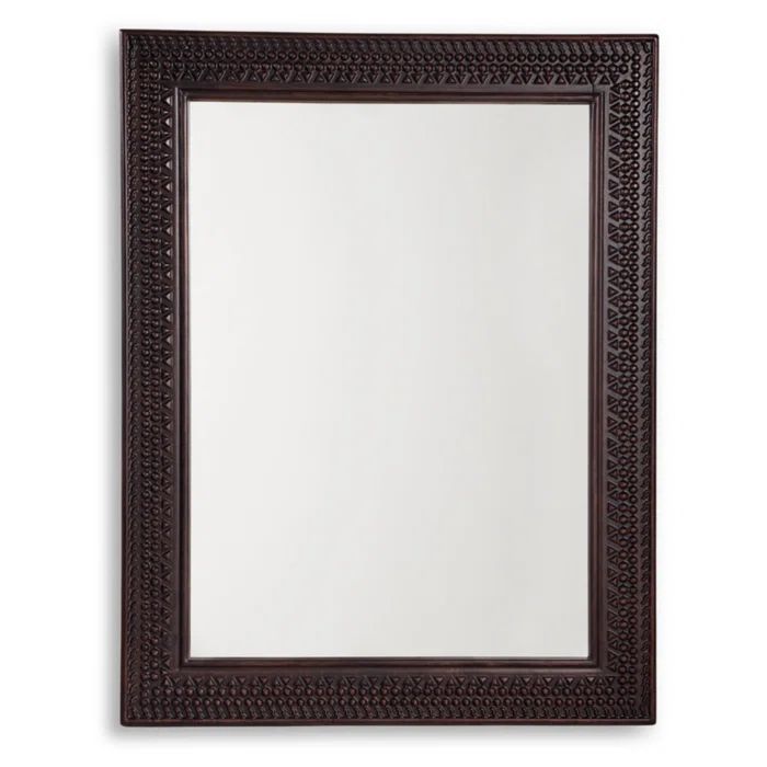 Brown Carved Wood Rectangular Accent Mirror