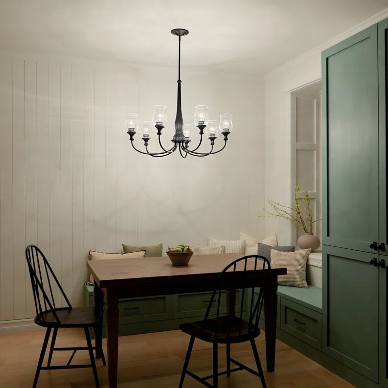 Melis Black 7-Light Chandelier with Clear Glass Shades