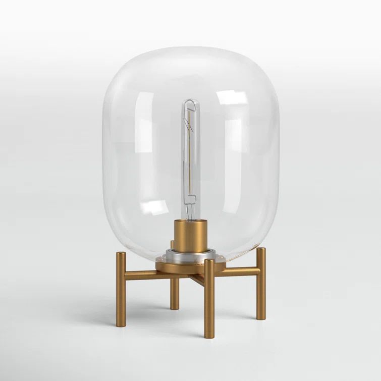 Edison Voice-Controlled Industrial Table Lamp in Brushed Brass/Clear