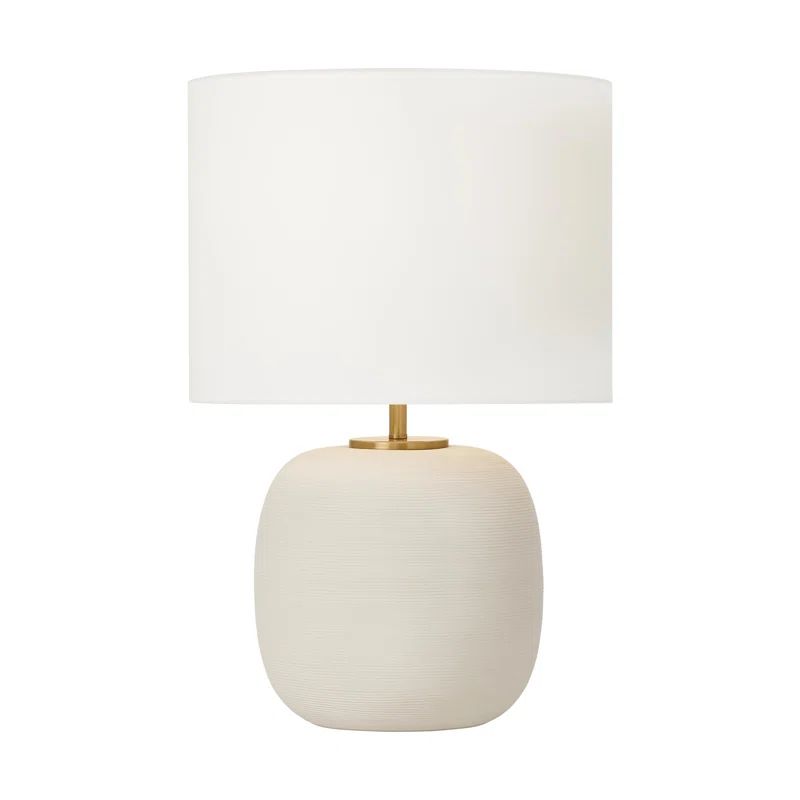 Matte Concrete Table Lamp with White Linen Shade