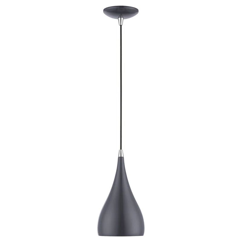 Amador Shiny Dark Gray Mini Pendant with Polished Chrome Accents