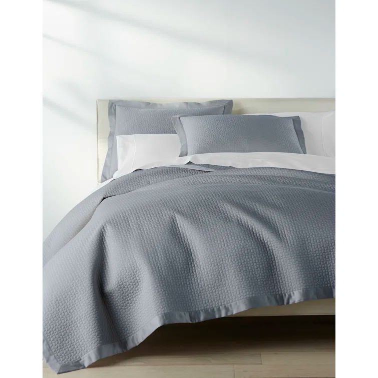 Hamilton Quilted Blue Cotton King Coverlet