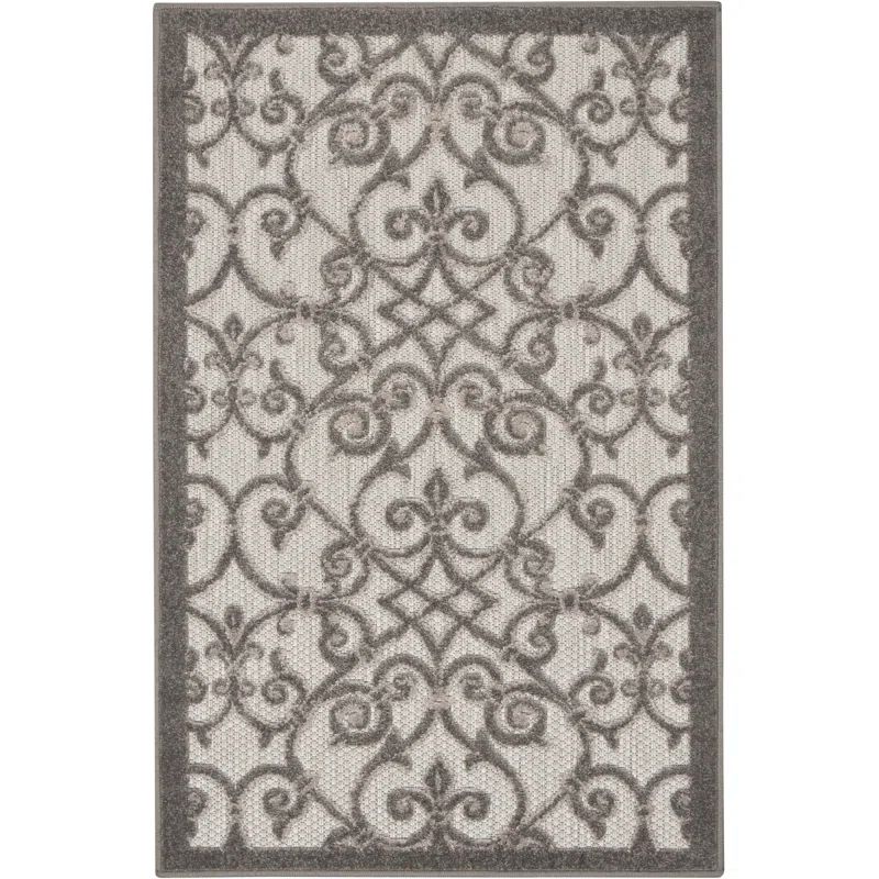Grey and Charcoal Flat Woven Indoor/Outdoor Rug