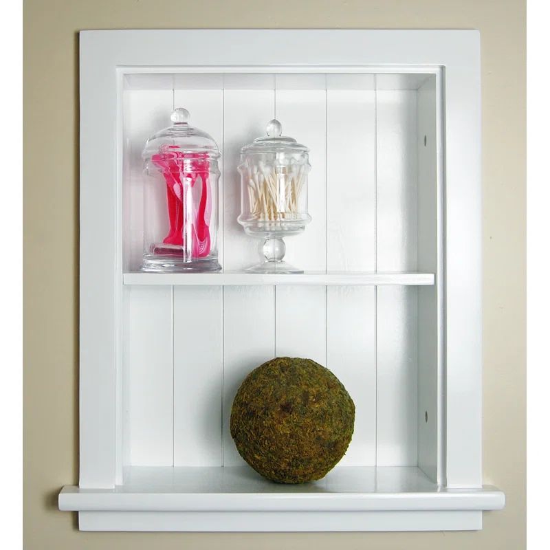 14x18 White Beadboard Adjustable Wood Wall Niche